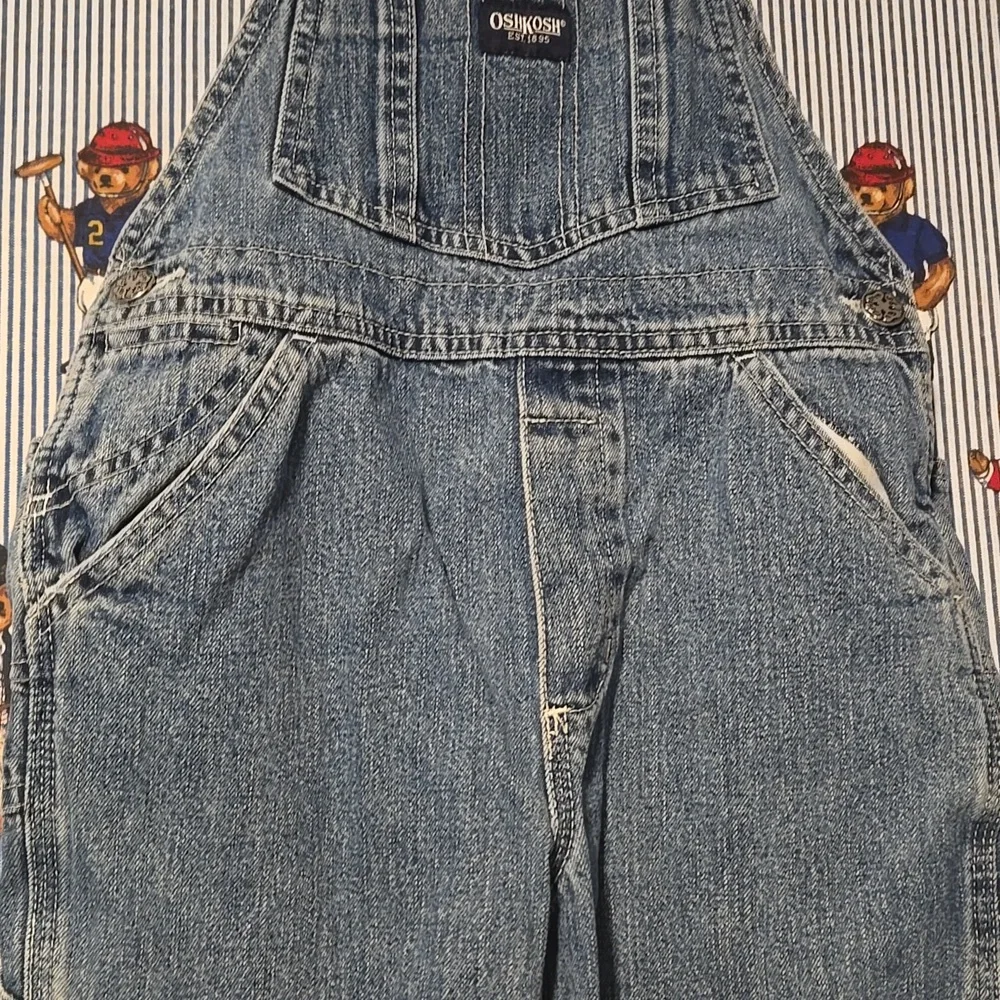 Vintage OshKosh B'gosh Blue Denim Carpenter Overalls for Kids Size 4/4T